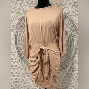 BEIGE BODY CON DRESS
